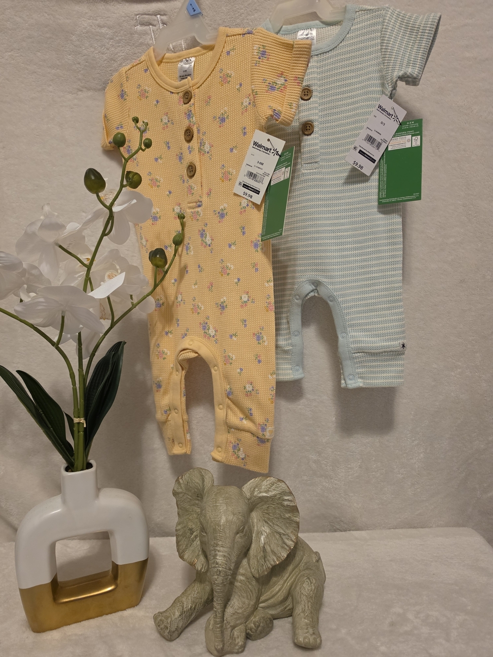 Modern Moments Baby Yellow Floral Short-Sleeve Footie